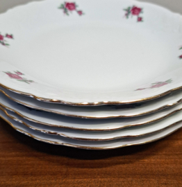 5x Vintage Gebaksbordjes - Roosjes