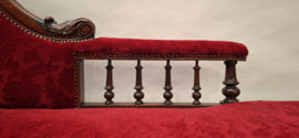 Antieke Chaise Lounge - Sofa - Rood Velours