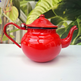 Vintage Rood Emaille Theepotje