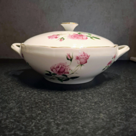 Vintage Dekschaal met Bloemen – Rozen - Bohemia Porselein Tsjecho-Slowakije