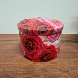 Blik - Roze Rozen Blikje - Reliëf