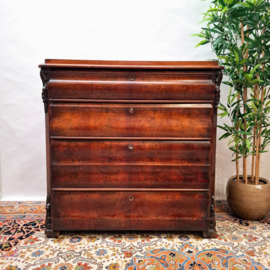 Antieke Biedermeier Commode van Mahoniehout
