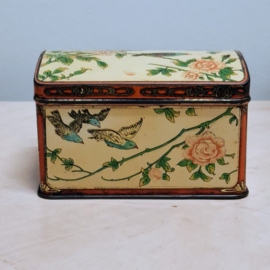 Theeblikje - Rozen en Vogels - Bloemen - Reliëf