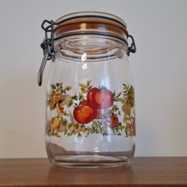 Glazen Voorraadpot met Groente- en Paddestoelenprint - Vintage