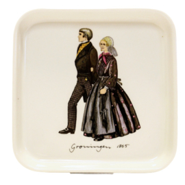 Gebaksbord - Villeroy & Boch Burgherdragt - - Groningen 1965 - Groen Logo