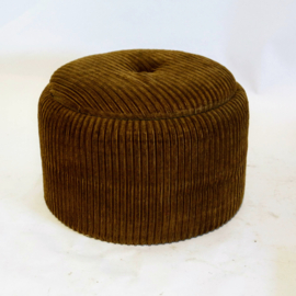 Vintage Opbergpoef - Poef - Rib - Bruin