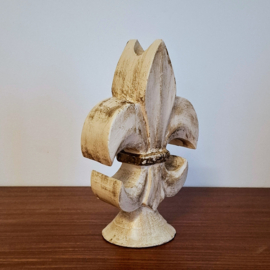 Brocante Decoratie - Franse Lelie Kandelaar van Hout - set van 2