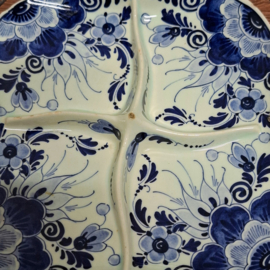 Delfts Blauw Schaaltje met 4 vakken - Zilpla W.B. - Hors-d'oeuvre