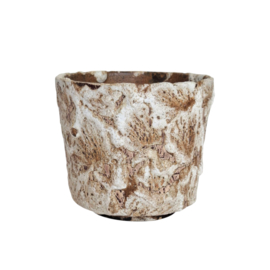 Bloempot  - Wit / Bruin / Beige