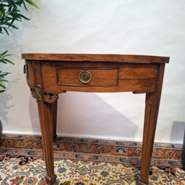 Antieke Lodewijk XVI-stijl demi-lune (halvemaanvormige) mahoniehouten Wandtafeltje