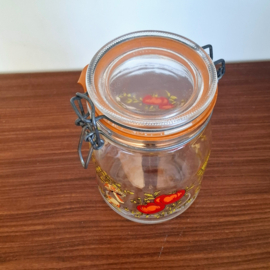 Glazen Voorraadpot met Groente- en Paddestoelenprint - Vintage