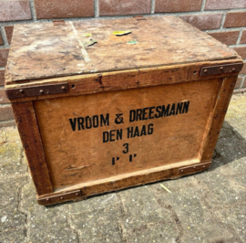 Vintage houten kist Vroom & Dreesmann Den Haag