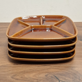 Vintage Fondueborden 4 stuks - Bruin