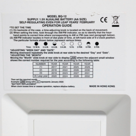 Dementieklok Twemco BQ-12, wit