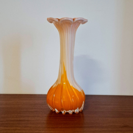 Vaasje van Glas - Oranje / Wit