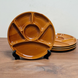 Vintage Fondueborden 4 stuks - Bruin