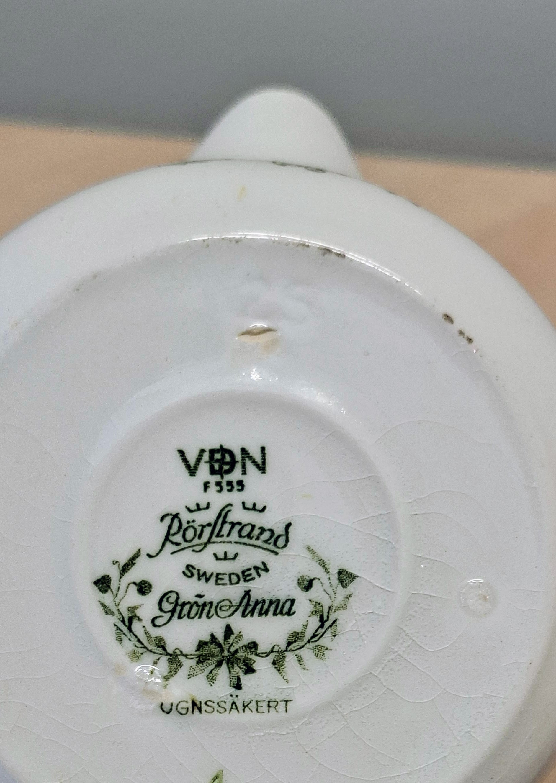 Rörstrand Grön Anna Serie - Zweden - Sauskom met handvat