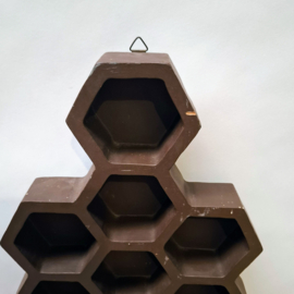 Vintage Hexagon Letterbak / Honingraat - Vakjes - Muurdecoratie