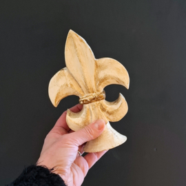 Brocante Decoratie - Franse Lelie Kandelaar van Hout - set van 2