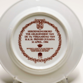 Herdenkingsbord - Mosa - 75e Verjaardag van H.K.H. Prinses Juliana