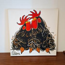 Schilderij Nicolette Arens - 2 Hanen - Miens - Acryl