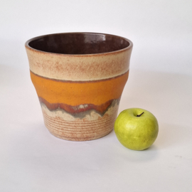 Retro Bloempot - Oranje / Beige / Bruin - Ø 19 x H 16,5 cm