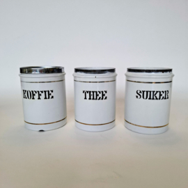 Emaille Voorraadblikken - Koffie - Thee - Suiker