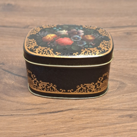 Teamasters of London - Theeblikje - Zwart met Bloemen