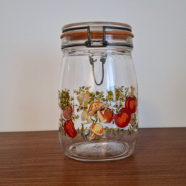 Glazen Voorraadpot met Groente- en Paddestoelenprint - Vintage