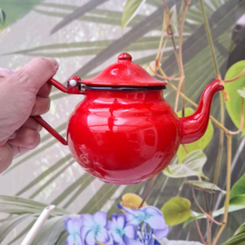 Vintage Rood Emaille Theepotje