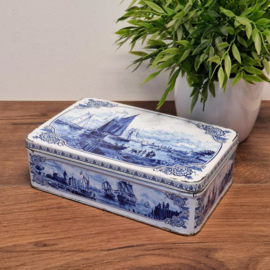 Koektrommel / Blik -  Hellema - Blauw / Wit