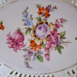 Vintage opengewerkt Schaal / Serveren - Bloemen