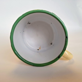 Emaille Beker met groene bies