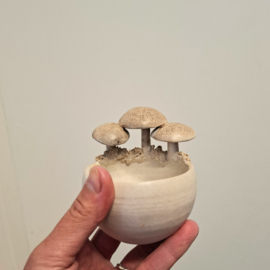 Klein Bloempotje met Paddestoelen - Mini - Herfst - Ø 8 x H 5 - 9 cm