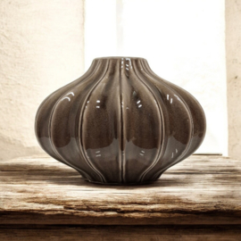 Keramiek Vaas Bruin / Grijs - Wijde Vaas