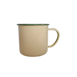 Emaille Beker met groene bies