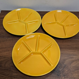 Vintage Fondueborden 3 stuks - Geel - Javurek
