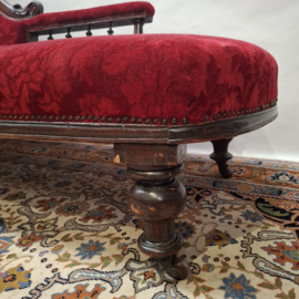 Antieke Chaise Lounge - Sofa - Rood Velours