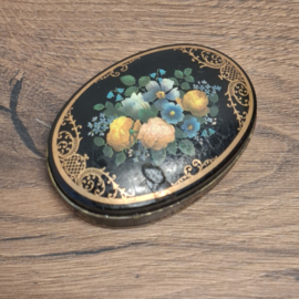 Teamasters of London - Theeblikje - Zwart met Bloemen