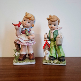 Vintage Beeldjes Meisje en Jongetje - Set