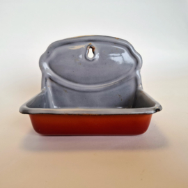 Vintage Emaille Oranje Zeephouder