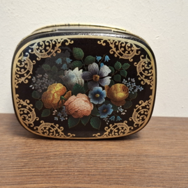 Teamasters of London - Theeblikje - Zwart met Bloemen