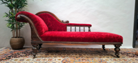 Antieke Chaise Lounge - Sofa - Rood Velours