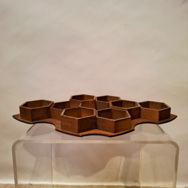 Vintage Hexagon Letterbak / Honingraat - Vakjes - Muurdecoratie