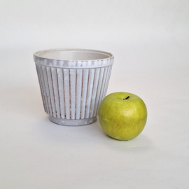 Bloempot Ribbel - Creme / Bruin - Ø 13 x H 11 cm