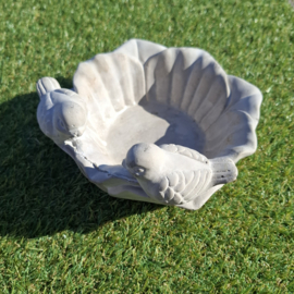 Vogelbadje van cement - Zonnebloem met 2 Vogels