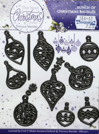 Cutting Die - Snijmal - Precious Marieke - The best Christmas ever - Bunch of Christmas Bauble