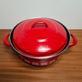 Rood Emaïlle Pan met Deksel