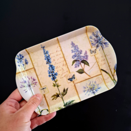 Klein Dienblad Melamine Paarse Bloemen 