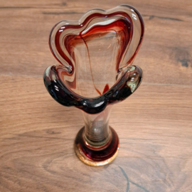 Vintage 'splash' vaas van de Nanninga Glasfabriek - Rood